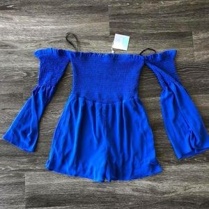 Off shoulder long sleeve romper